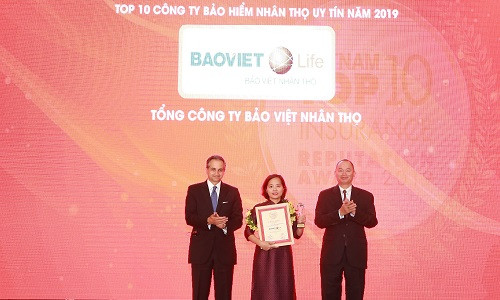 Bảo Việt Nhân thọ dẫn đầu Top 10 "Công ty bảo hiểm nhân thọ uy tín 2019"