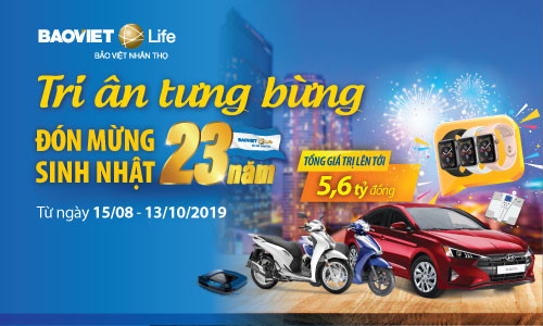 Chương trình khuyến mại "Tri ân tưng bừng, Đón mừng Sinh nhật" - 23 năm Bảo Việt Nhân thọ