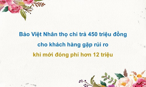 Bảo Việt Nhân thọ chi trả 450 triệu đồng cho khách hàng gặp rủi ro khi mới đóng phí hơn 12 triệu