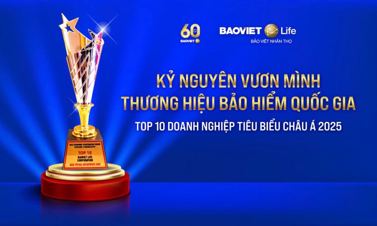 Bảo Việt Nhân thọ được vinh danh Top 10 Doanh nghiệp tiêu biểu Châu Á 2025 tại Thượng Hải (Trung Quốc)