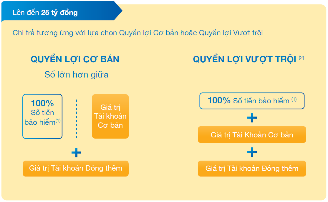 QUYỀN LỢI BẢO HIỂM TỬ VONG lên đến 25 tỷ đồng